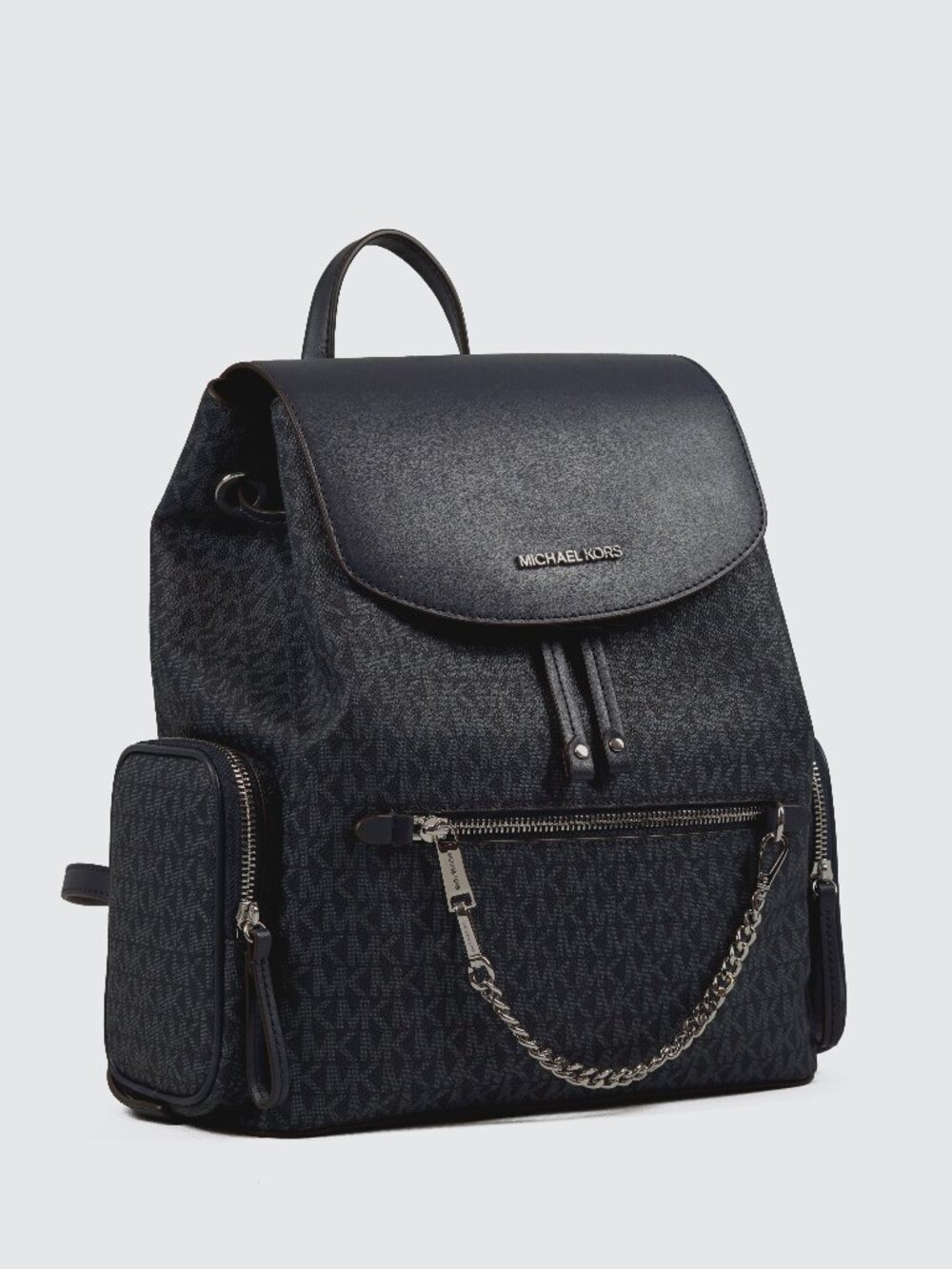 Michael Kors Jet Set Navy MK Monogram Chain Backpack